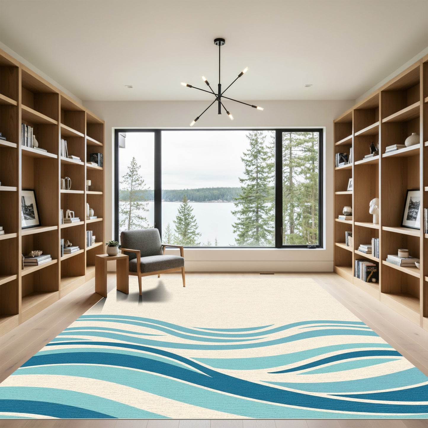 Classic Coastal Blue Wave Rug