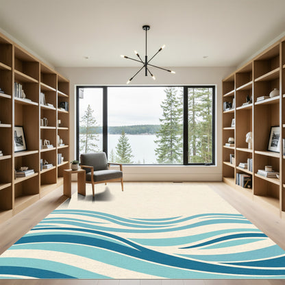 Classic Coastal Blue Wave Rug