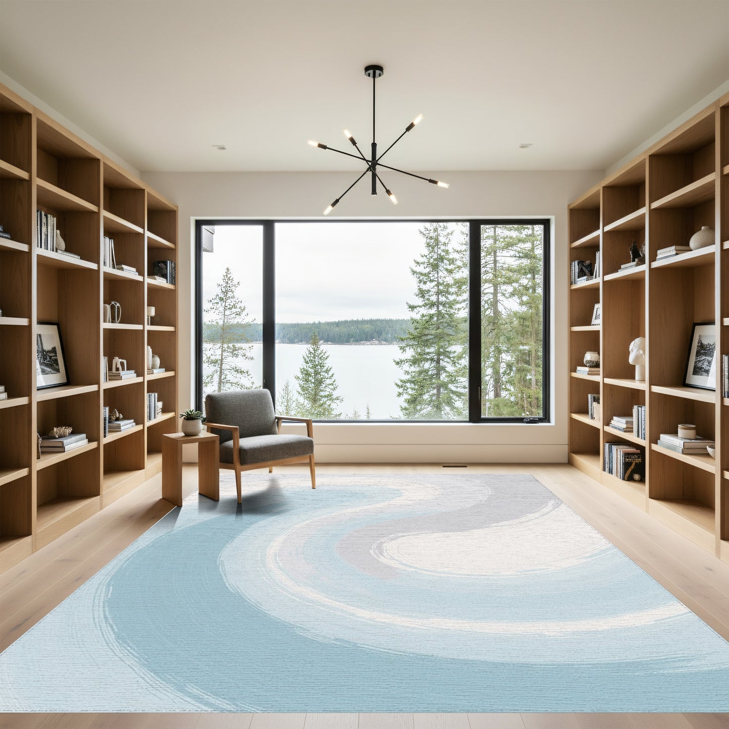 Abstract Blue Gray Swirl Rug