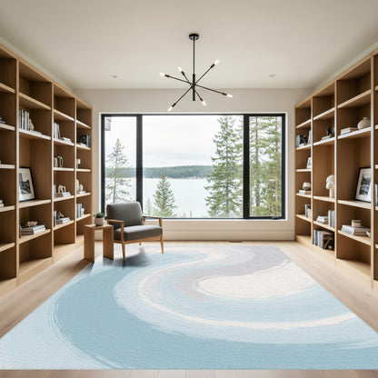 Abstract Blue Gray Swirl Rug