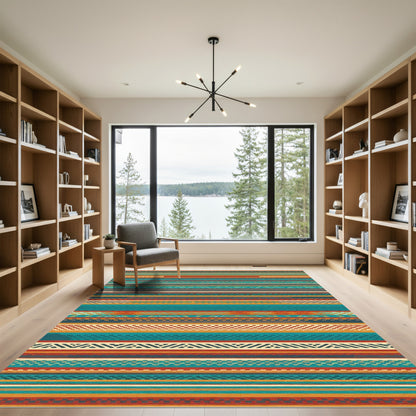 Eclectic Striped Tribal Geometric Rug