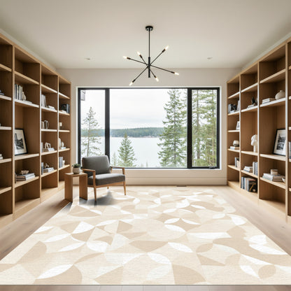 Neutral Geometric Quarter Circles Rug