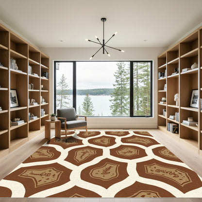 Organic Brown and Cream Abstract Shape Rug