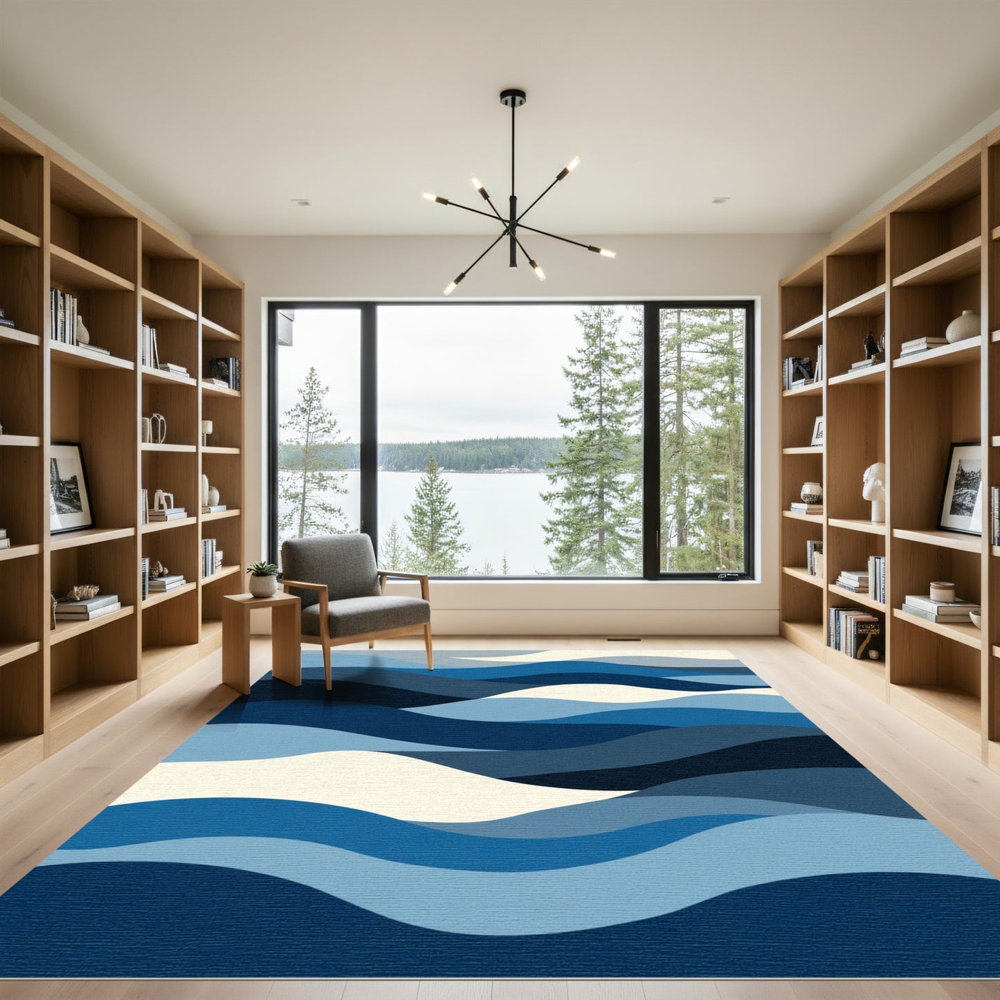 Oceanic Wave Layers Blue Rug