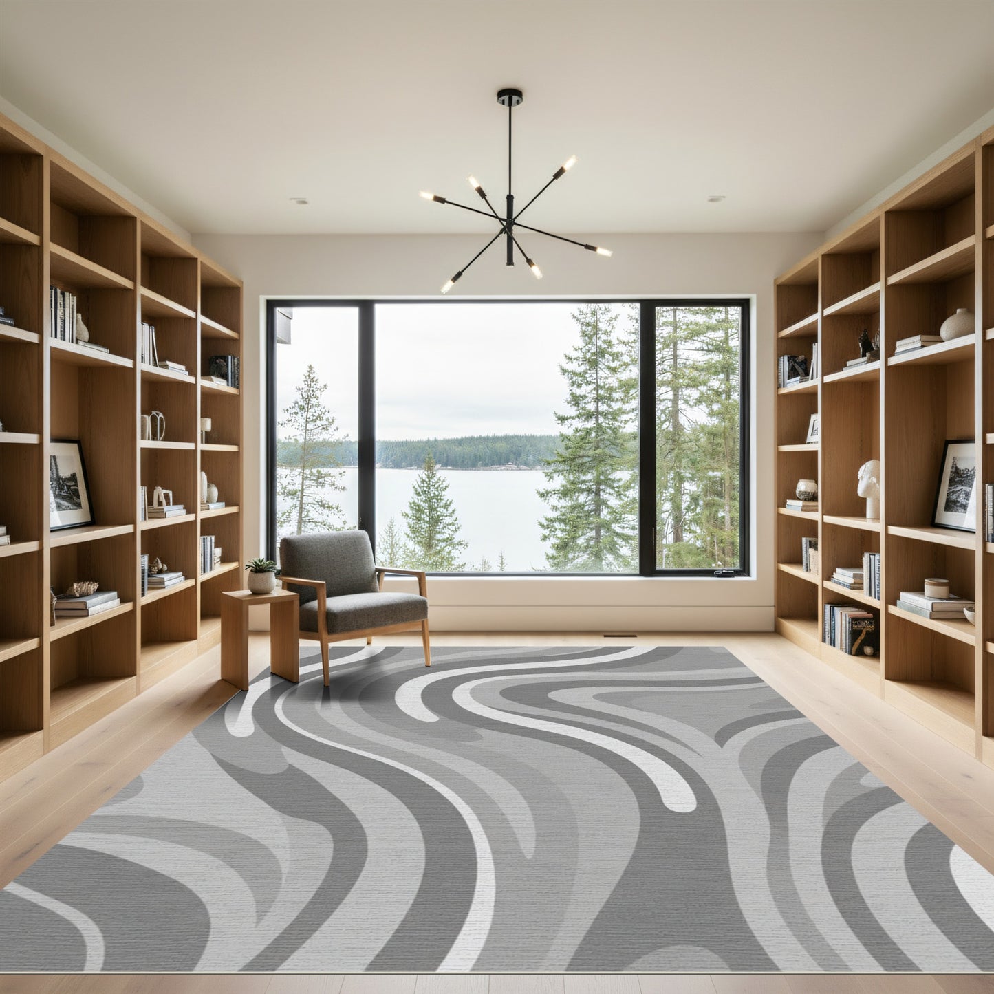 Monochromatic Swirl Abstract Stripe Rug