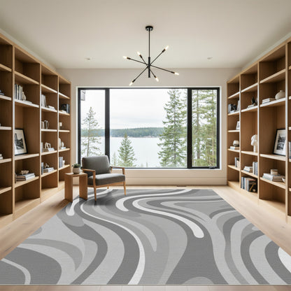 Monochromatic Swirl Abstract Stripe Rug