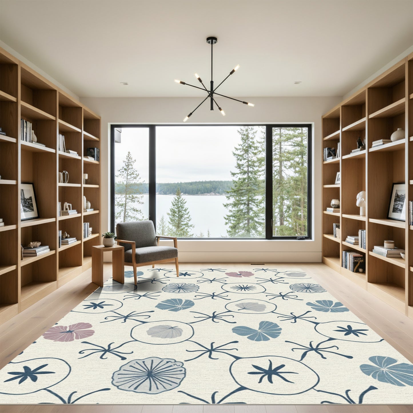 Whimsical Floral Vine Motif Rug