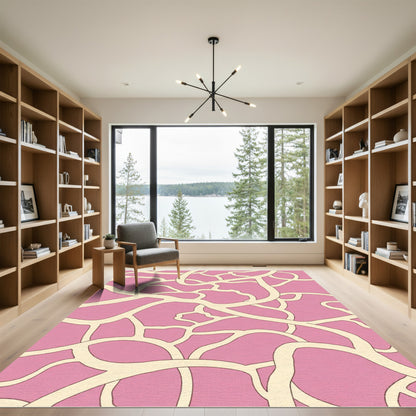 Pink Cream Organic Intertwined Lines Rug