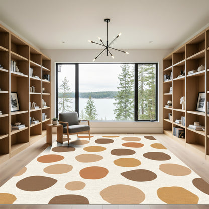 Earthy Tones Abstract Circles Composition Rug