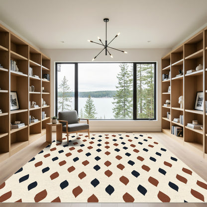 Terracotta Navy Leaf Scatter Rug