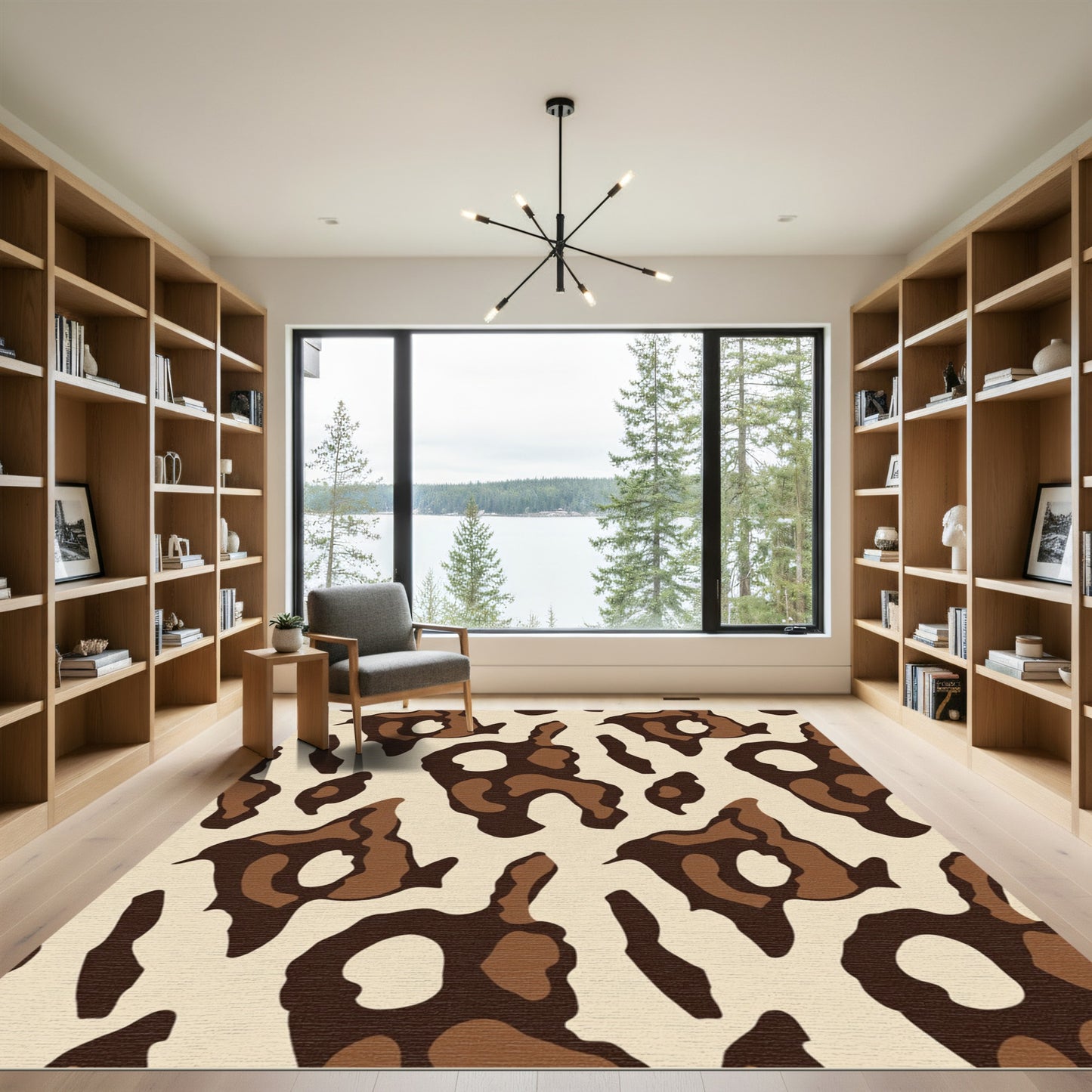 Rich Brown Spotted Abstract Shapes Rug