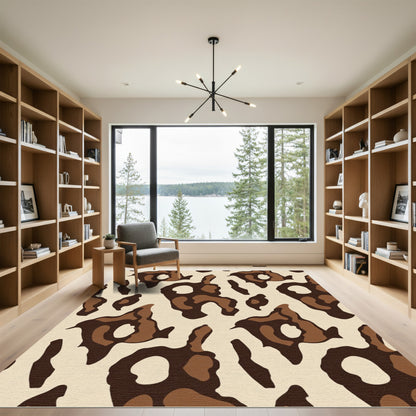 Rich Brown Spotted Abstract Shapes Rug
