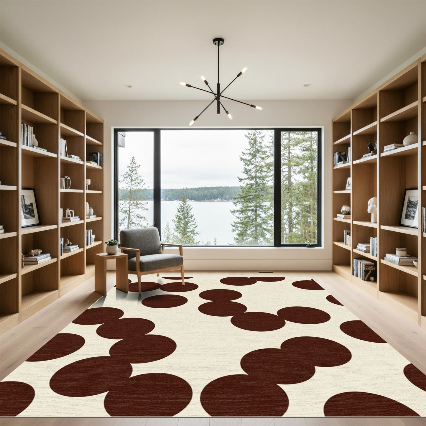 Deep Brown Circles Scatter Rug