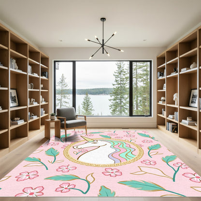 Pink Unicorn Floral Enchantment Rug