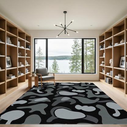 Monochromatic Abstract Amorphous Shapes Rug