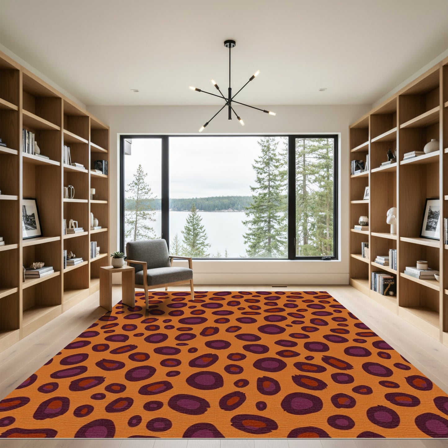 Bold Orange Leopard Spots Rug