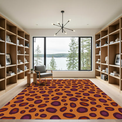 Bold Orange Leopard Spots Rug