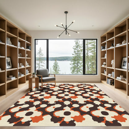 Bold Umber Amber Quatrefoil Medallion Rug