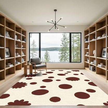 Brown Blobs Creamy Field Rug