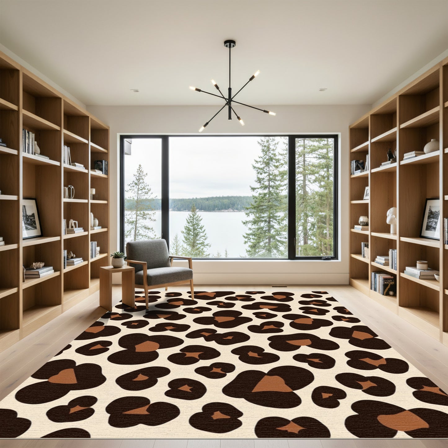 Leopard Spot Print Ochre Rug