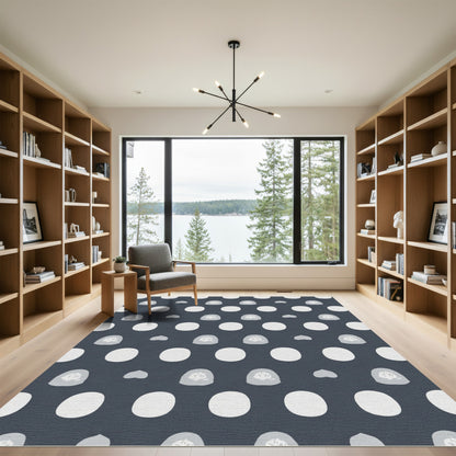 Gray White Circles Abstract Objects Rug