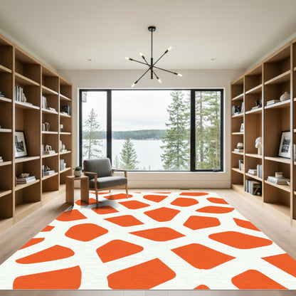 Orange White Giraffe Spot Composition Rug