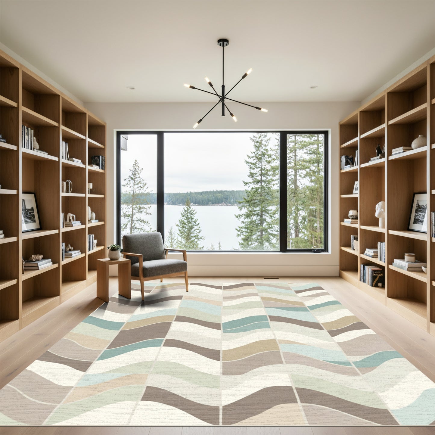Earthy Soft Wave Geometric Blanket Rug