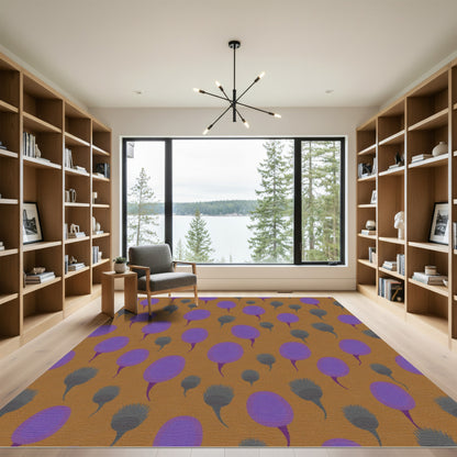 Purple Gray Abstract Floral Pattern Rug