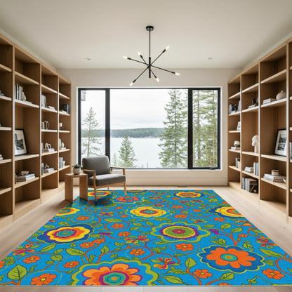 Groovy Retro Floral Bloom Rug