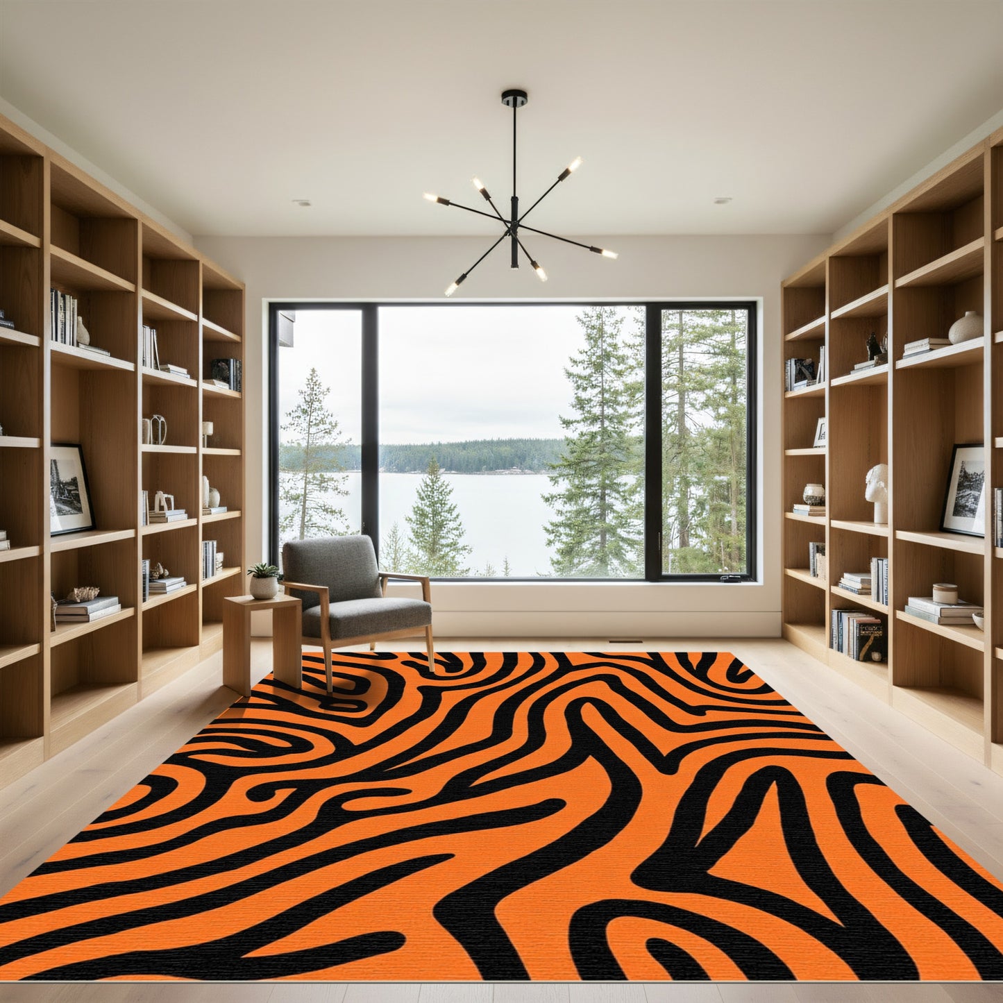 Orange Black Organic Stripe Rug