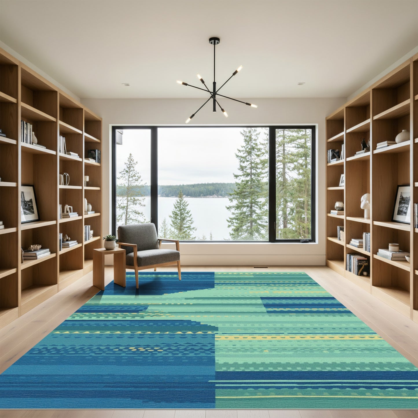 Oceanic Teal Horizontal Stripe Rug