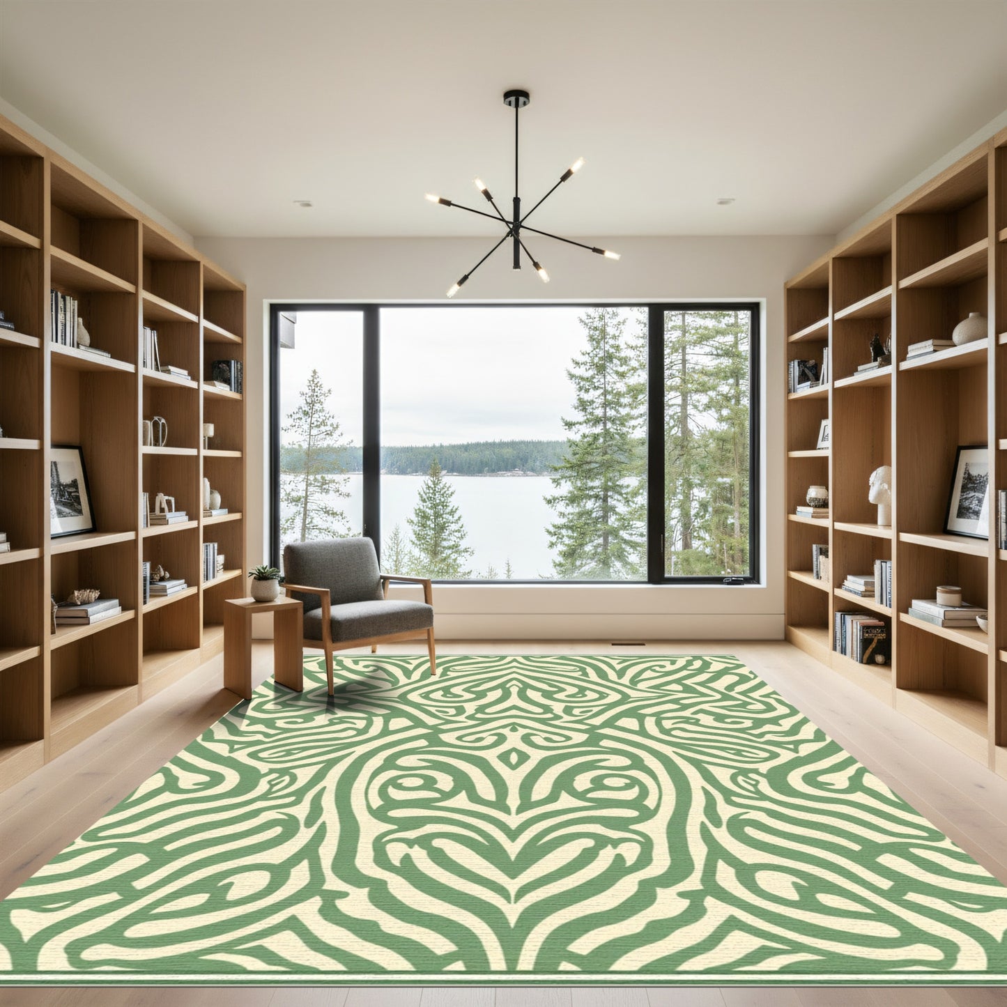 Sage Green Ablaze Swirl Art Rug