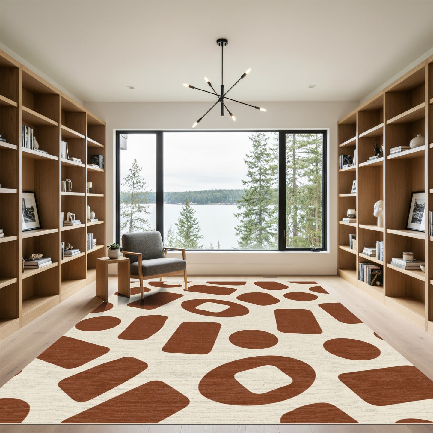 Earthy Tones Abstract Shapes Rug
