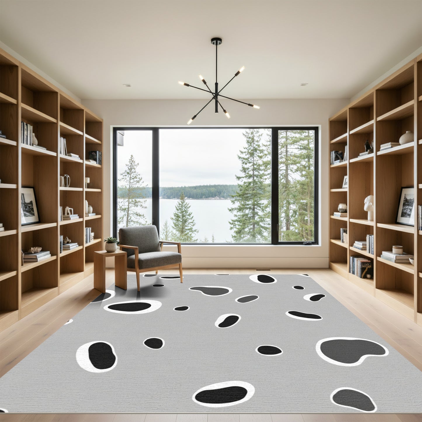 Grey And White Organic Spots Rug