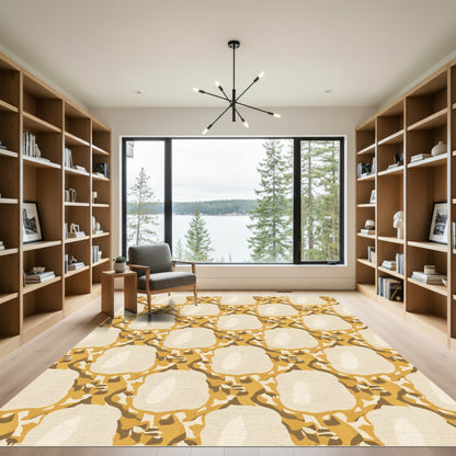 Golden Ochre Organic Grid Rug