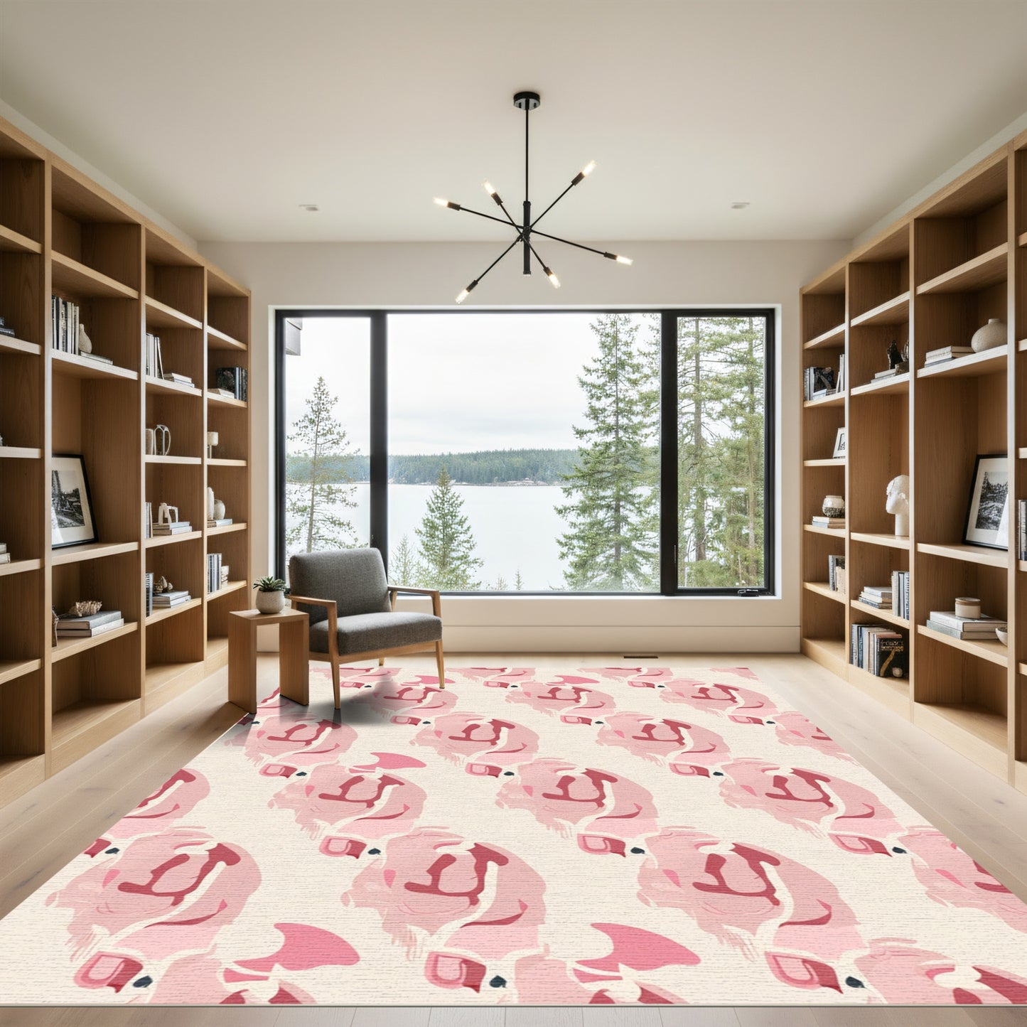 Pink Contemporary Abstract Blooms Rug