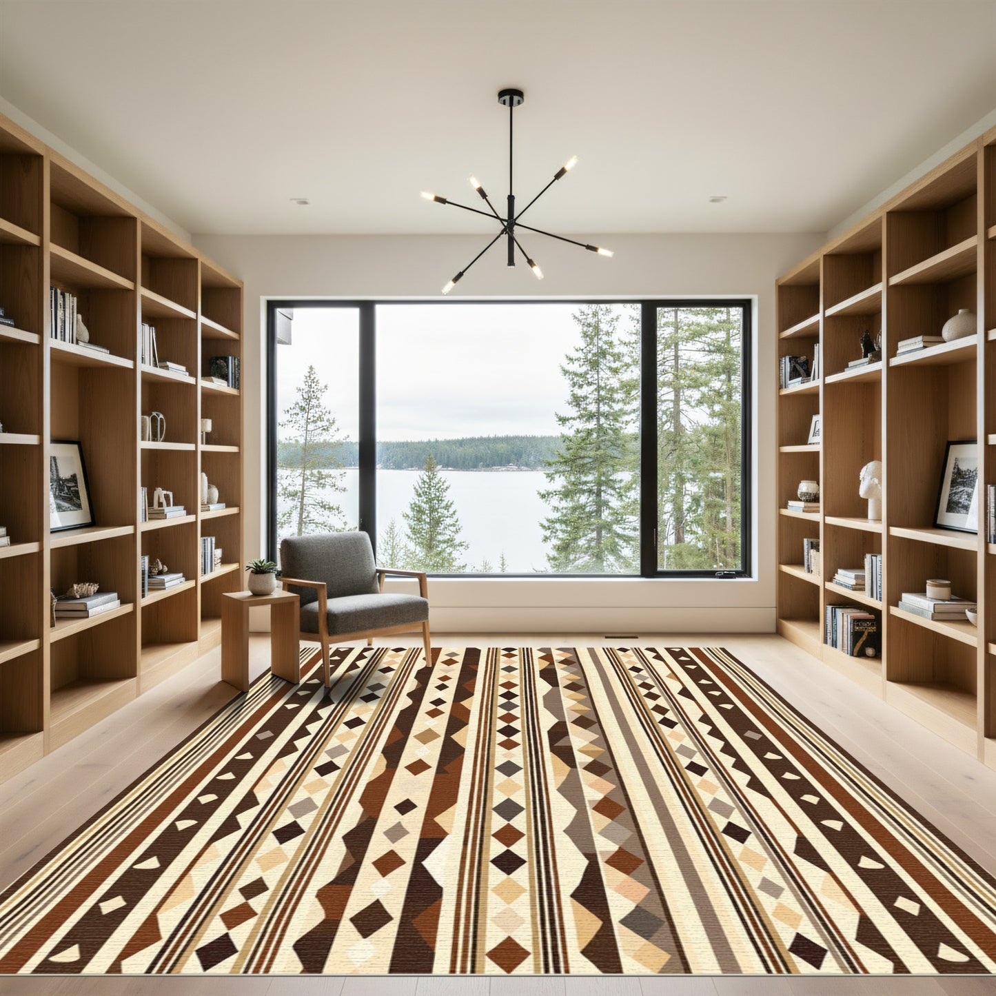 Earthy Geometric Tribal Stripe Rug