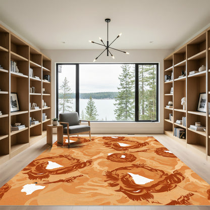 Brown Orange Swirl Bird Nest Rug