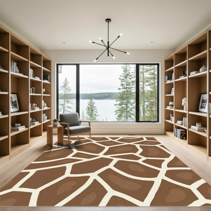 Brown White Giraffe Spots Rug