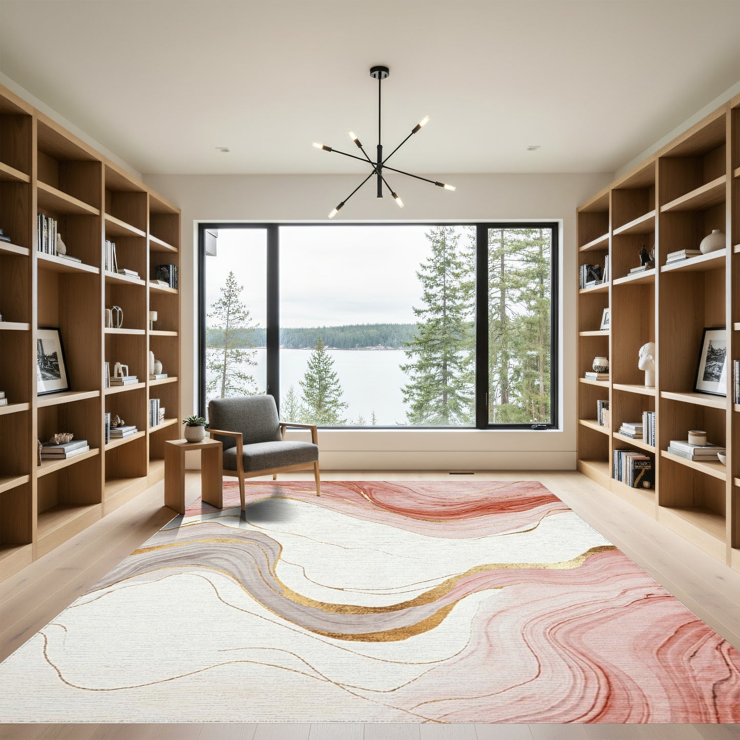 Rose Gold Marble Wave Rug