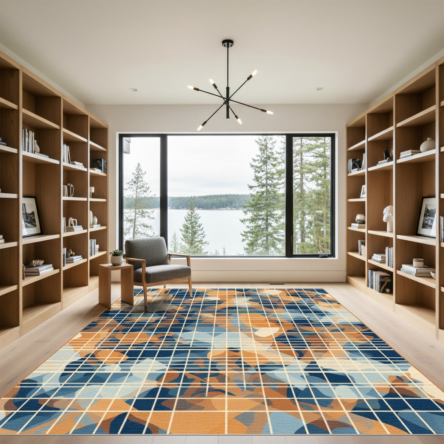 Woven Abstract Camouflage Grid Rug