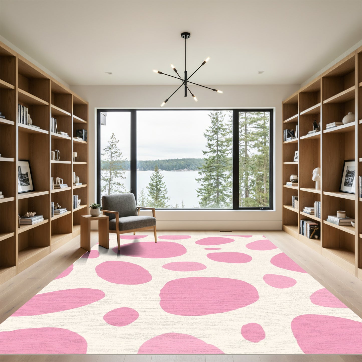 Pink Cream Spots Overlapping Abstract Rug