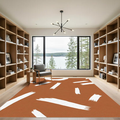 Terra Cotta Abstract Brush Strokes Rug
