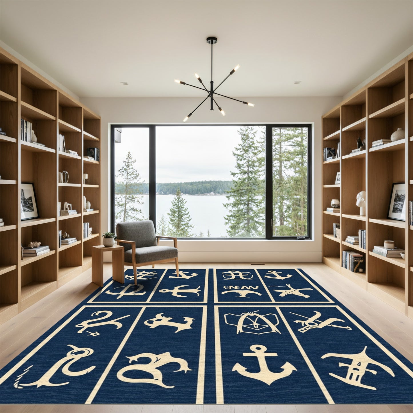 Nautical Anchor Collage Cream Rug