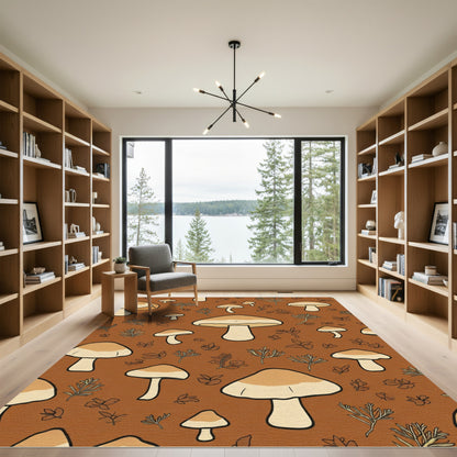 Autumn Mushroom Woodland Creatures Rug