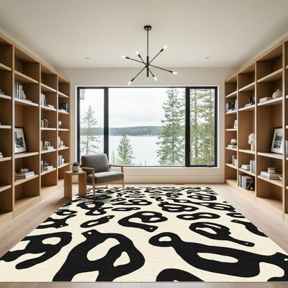 Black Organic Amorphous Shape Rug