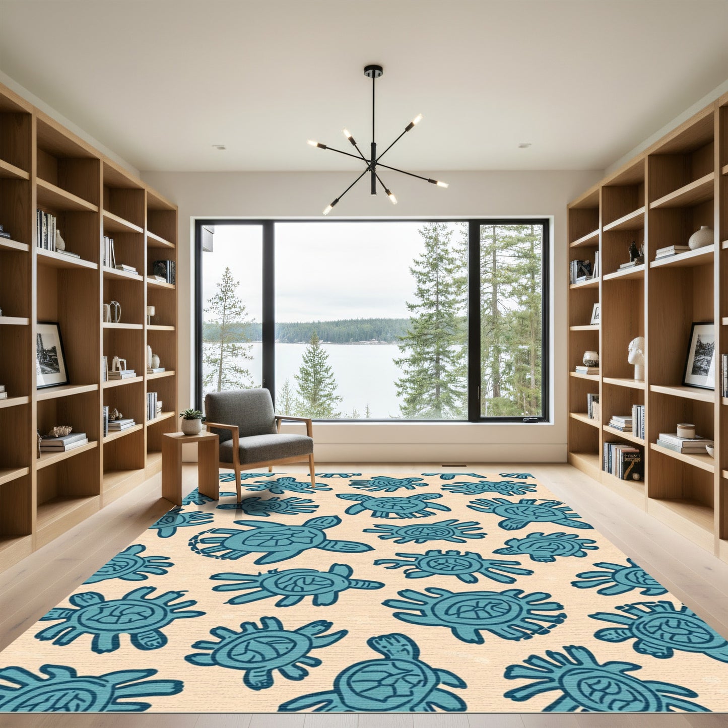 Teal Turtle Collection Abstract Background Rug