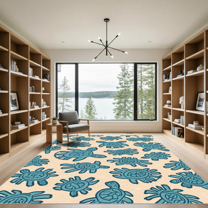Teal Turtle Collection Abstract Background Rug
