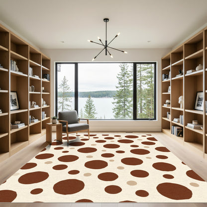 Brown Cream Scattered Circles Rug