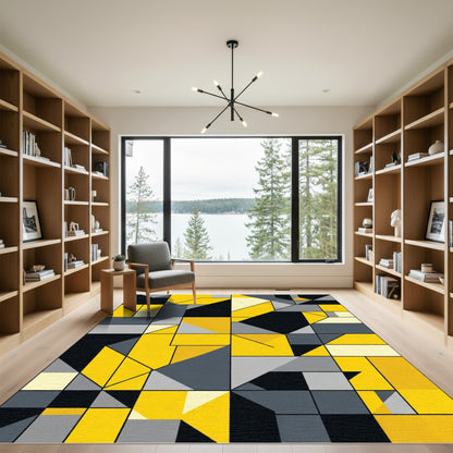 Modern Geometric Yellow Abstract Rug